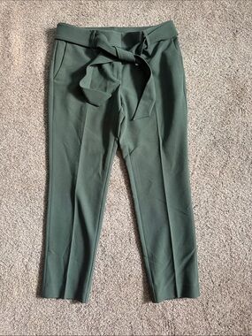 LOFT Marissa Green Pants with Tie belt